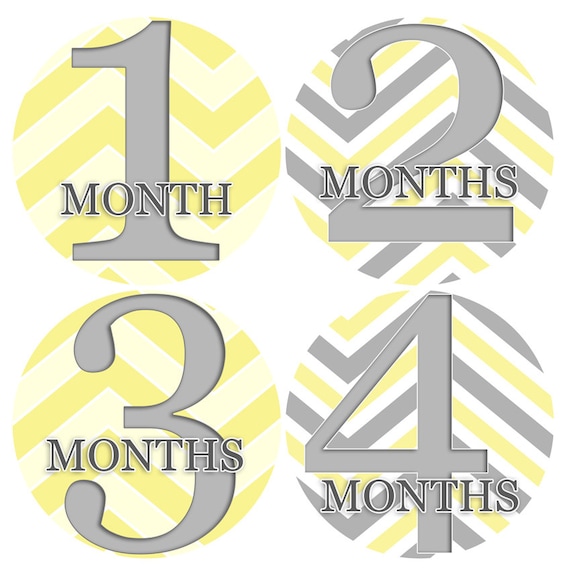 Baby monthly stickers 1 to 12 months - month to month baby stickers - Bodysuit Romper Stickers - Monthly Baby Stickers - CHEVRON MIX
