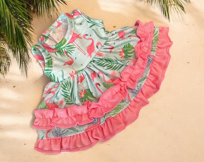 12 Inch Baby Doll Pink Green Flamingo Outfit