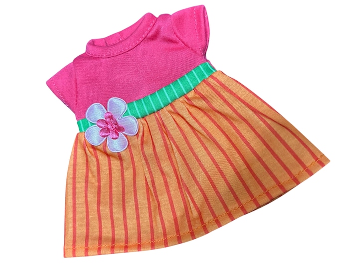 12 Inch Baby Doll Pink Orange Striped Dress