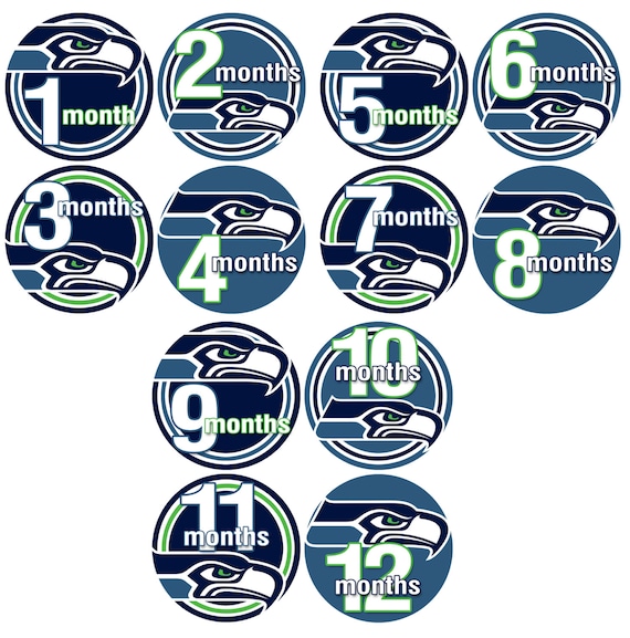 Month to Month Baby Stickers - Baby monthly stickers 1 to 12 months - Bodysuit Romper Stickers - Monthly Baby Stickers - SEAHAWKS