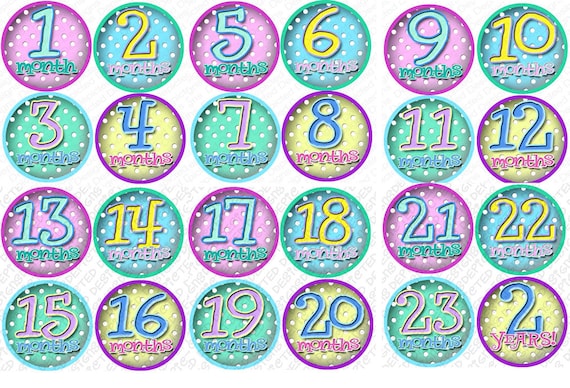 Month to Month baby stickers - Baby monthly stickers 1 to 24 months - Bodysuit Romper Stickers - Monthly Baby Stickers - POLKA DOTS