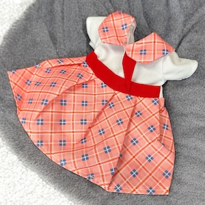 Checkered Doll Dress: Pink, Blue, and White Outfit for 12-inch Dolls