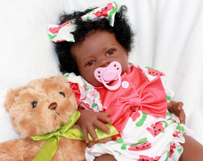 Black African Reborn Baby Doll 19” - Naomi