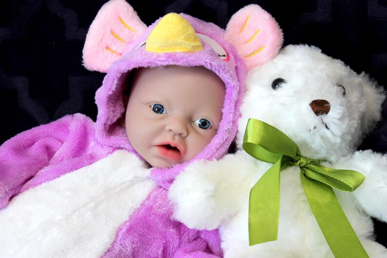 Realistic Full Body Silicone Baby Doll Reborn Preemie 14" 3.4 lbs Platinum Silicone Dolls Lifelike Real Weighted Babies Ecoflex Bathtub Baby