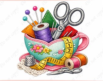 Sewing Tools Embroidery File, Sewing Thread Spools Machine Embroidery Design, Craft Basket Pattern for Quilters & Seamstress Gift