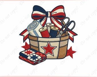 American Flag Ribbon Sewing Embroidery Design, Patriotic USA Craft, Patriotic USA Digital File, Sewing Lover Gift