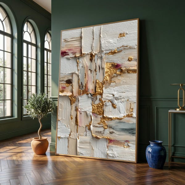 Elegant Gold Accents Abstract Canvas, Modern Neutral Palette Wall Art, Contemporary Home Decoration, Luxury Canvas Art, Ready to Hang