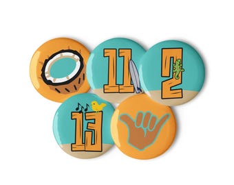 Loco Beach Coconuts - Set of pin buttons