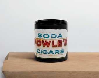 Fowle's Soda & Cigars Sign - Newburyport - Black Glossy Mug