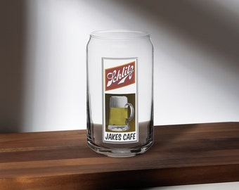Jake's Cafe - Can-shaped glass