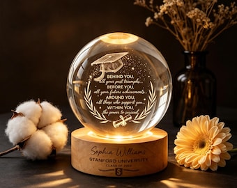Personalized Graduation Crystal Globe, Custom Class of 2026 Keepsake, University Graduation Gift