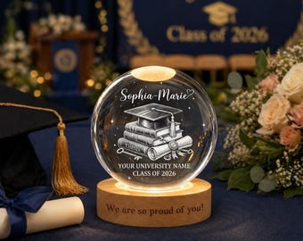 Custom Graduation Globe with Name, Personalized Class of 2026 Keepsake, Thesis Graduate Gift, Proud Graduate Personalized Gift
