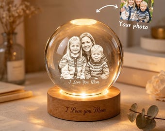 Personalized 3D Photo Crystal Ball – Custom Mother’s Day Keepsake Lighted Display