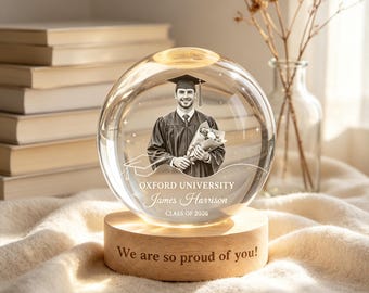Custom Graduation Globe with Name, Personalized Class of 2026 Keepsake, Graduation Gift for Her/Him