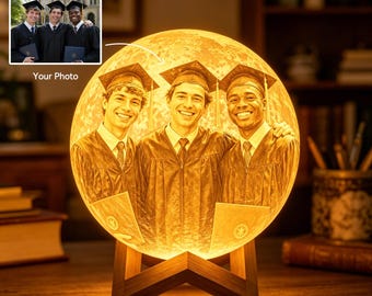 Personalized Graduation Moon Lamp – Custom Photo 3D Moon Night Light Gift for Graduates
