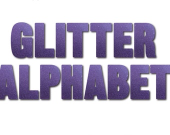 Clip Art Alphabet | Violet Glitter Dust Digital Letters & Numbers | Set of 36 Digital Scrapbook Embellishments (PNG Files)
