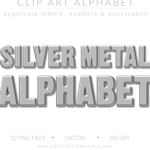 Clip Art Beveled Metal Alphabet Silver Metallic Letters Numbers