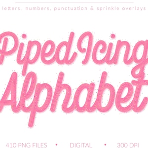 Pink Piped Icing Digital Alphabet with Sprinkle Overlays | 522 PNG files | Clip Art Letters Numbers & Punctuation | Candy Frosting Bakery