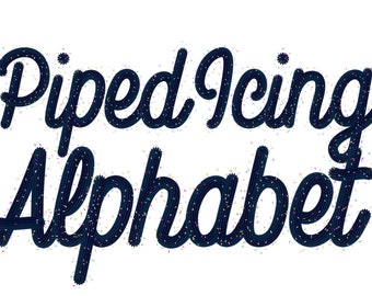 Navy Blue Piped Icing Alphabet w Sprinkle Overlays | Clip Art Letters Numbers Punctuation 410 Digital PNG Scrapbook Elements Candy Frosting