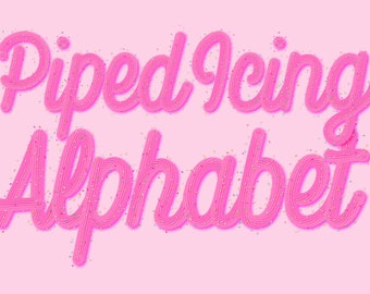 Rose Pink Piped Icing Alphabet with Sprinkle Overlays | Clip Art Letters Numbers | 410 Digital PNG Scrapbook Elements | Candy Cake Frosting