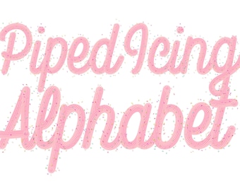 Piped Icing Alphabet Clip Art: Pink Letters, Numbers, Sprinkles (PNG Digital Download)