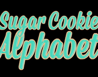 Turquoise Blue Icing Frosted Sugar Cookie Alphabet | 78 Digital PNG Clip Art Elements Letters Numbers Punctuation | Christmas Bakery Cricut