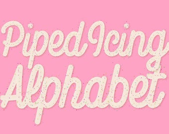 Vanilla Piped Icing Alphabet w Sprinkle Overlays | Clip Art Letters Numbers & Punctuation | 410 Digital PNG Candy Frosting Scrapbook Element