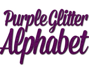 Clip Art Alphabet | Purple Glitter Letters, Numbers & Punctuation | 78 Sparkly Hi-Res Digital Scrapbook Embellishments (PNG files)