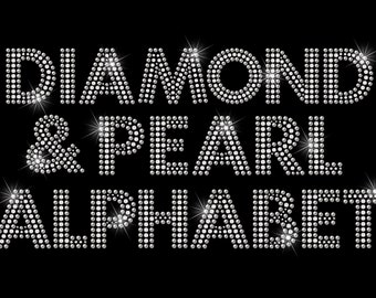 Diamond Pearl Alphabet Clipart: Bling Letters, Numbers (PNG Digital Download)