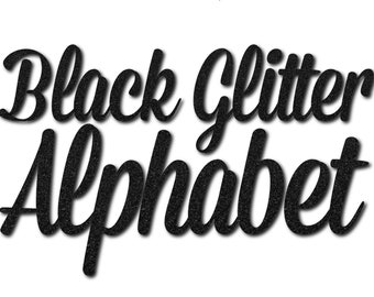 Clip Art Alphabet | Black Glitter Letters, Numbers & Punctuation | 78 Sparkly Hi-Res Digital Scrapbook Embellishments (PNG files)