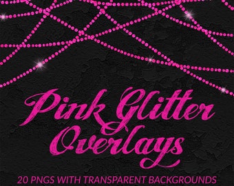 Hot Pink Glitter Sequin Overlays: Starburst Highlights (PNG Digital Download)