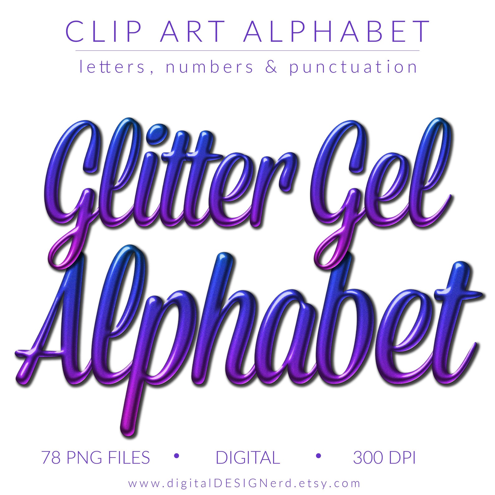 Clip Art Metallic Sparkle Gel Alphabet Dark Blue Violet Etsy