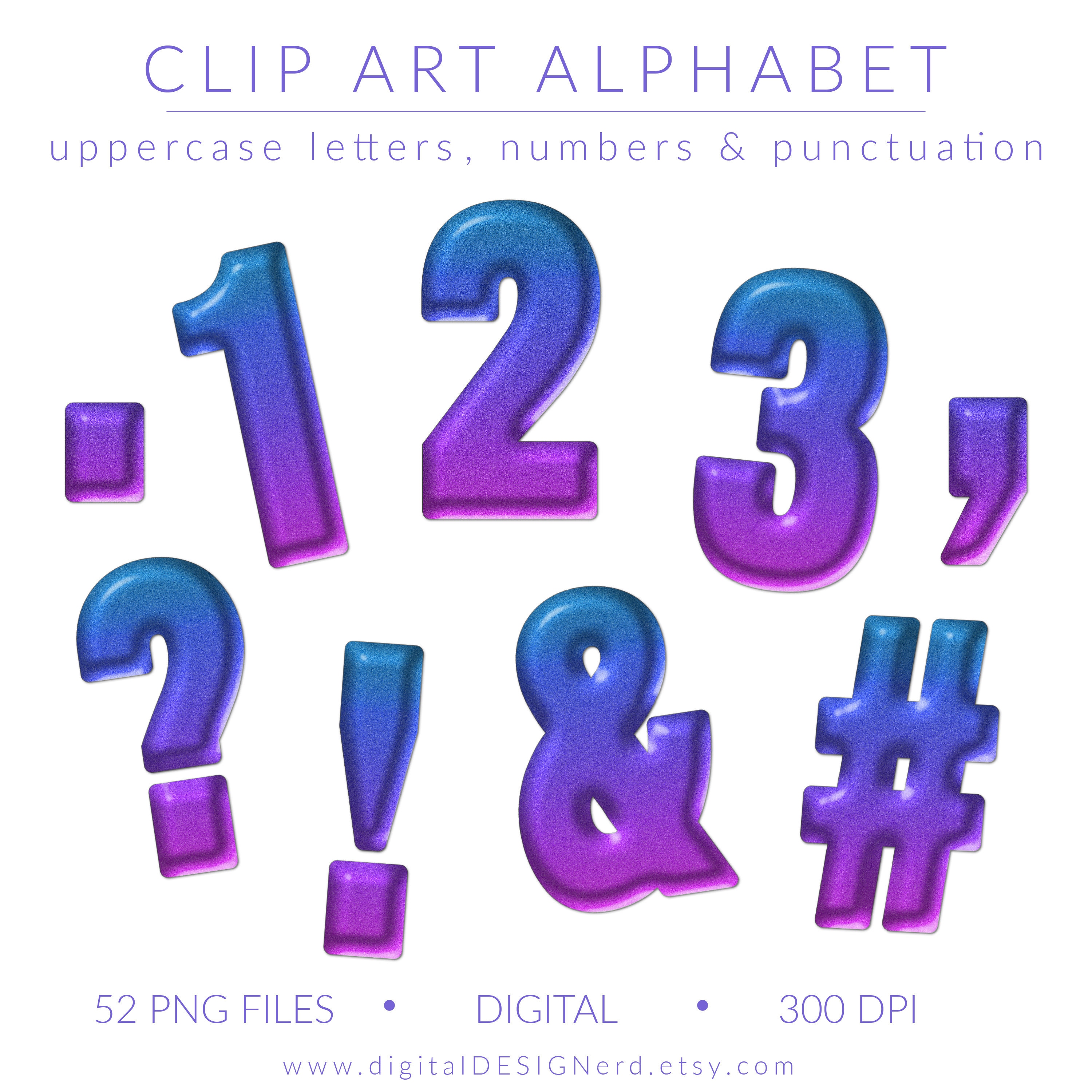 Metallic Sparkle Gel Alphabet Blue Violet Ombre Glitter Etsy