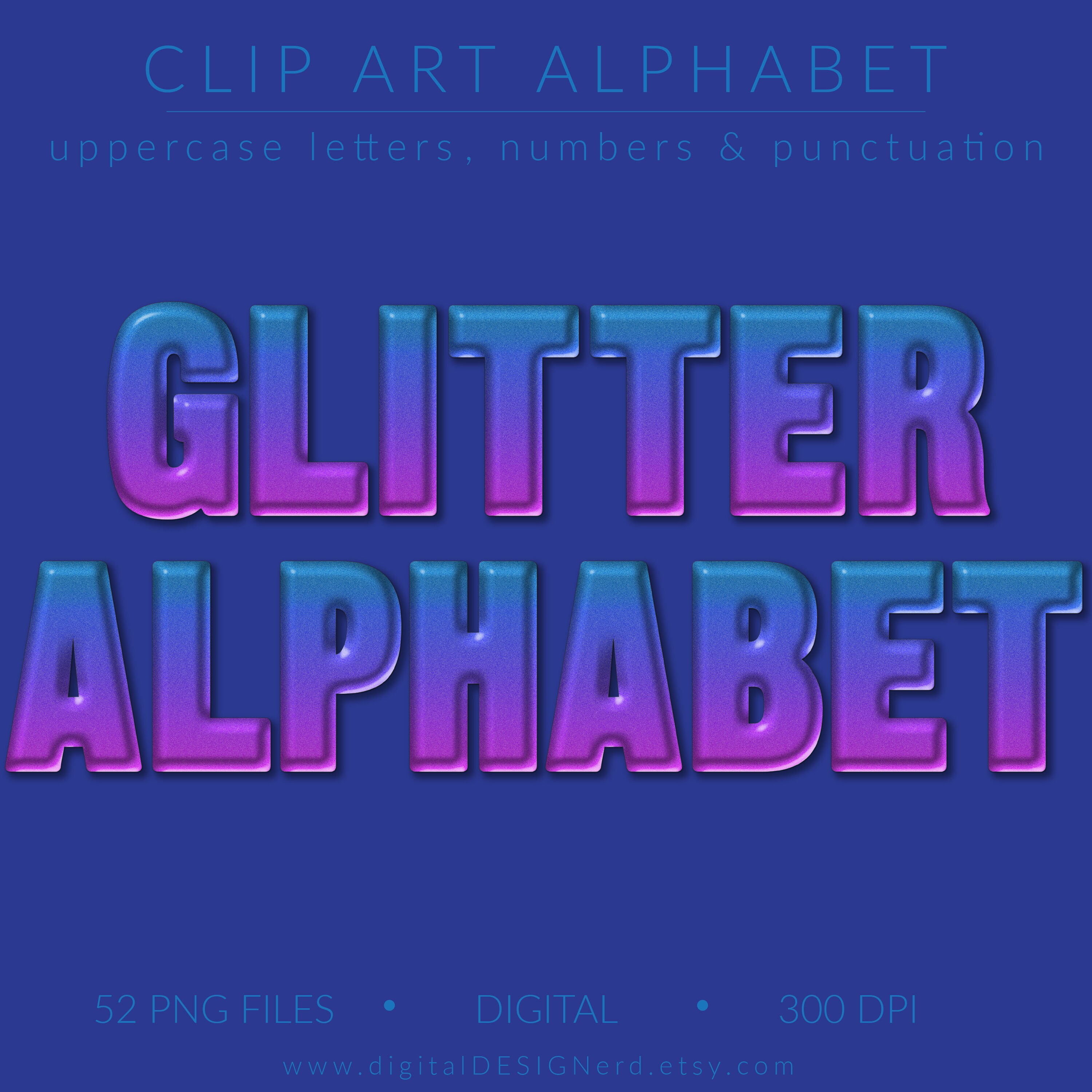 Metallic Sparkle Gel Alphabet Blue Violet Ombre Glitter Etsy