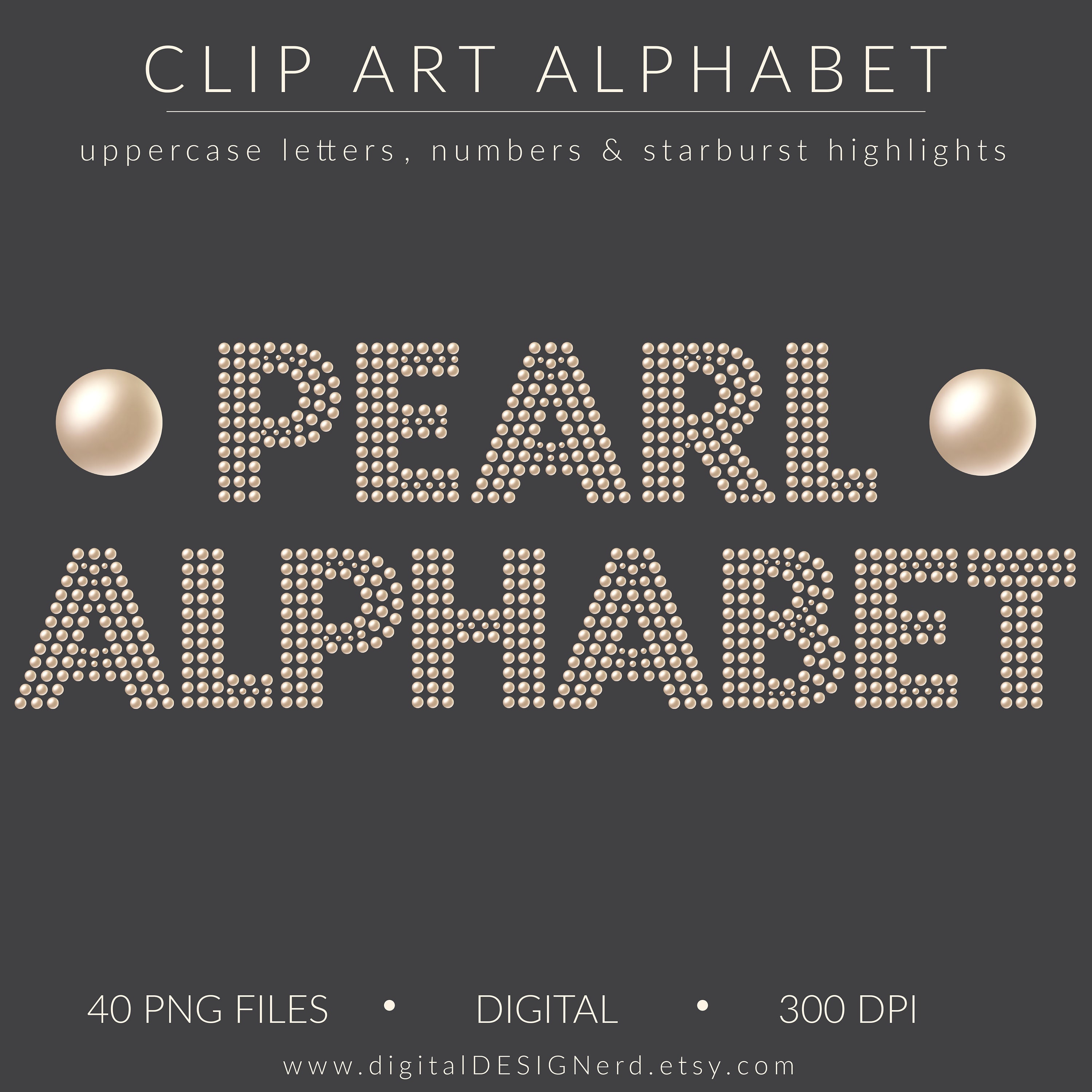Ivory Pearl Gemstone Alphabet | Clip Art Letters Numbers Ampersand ...