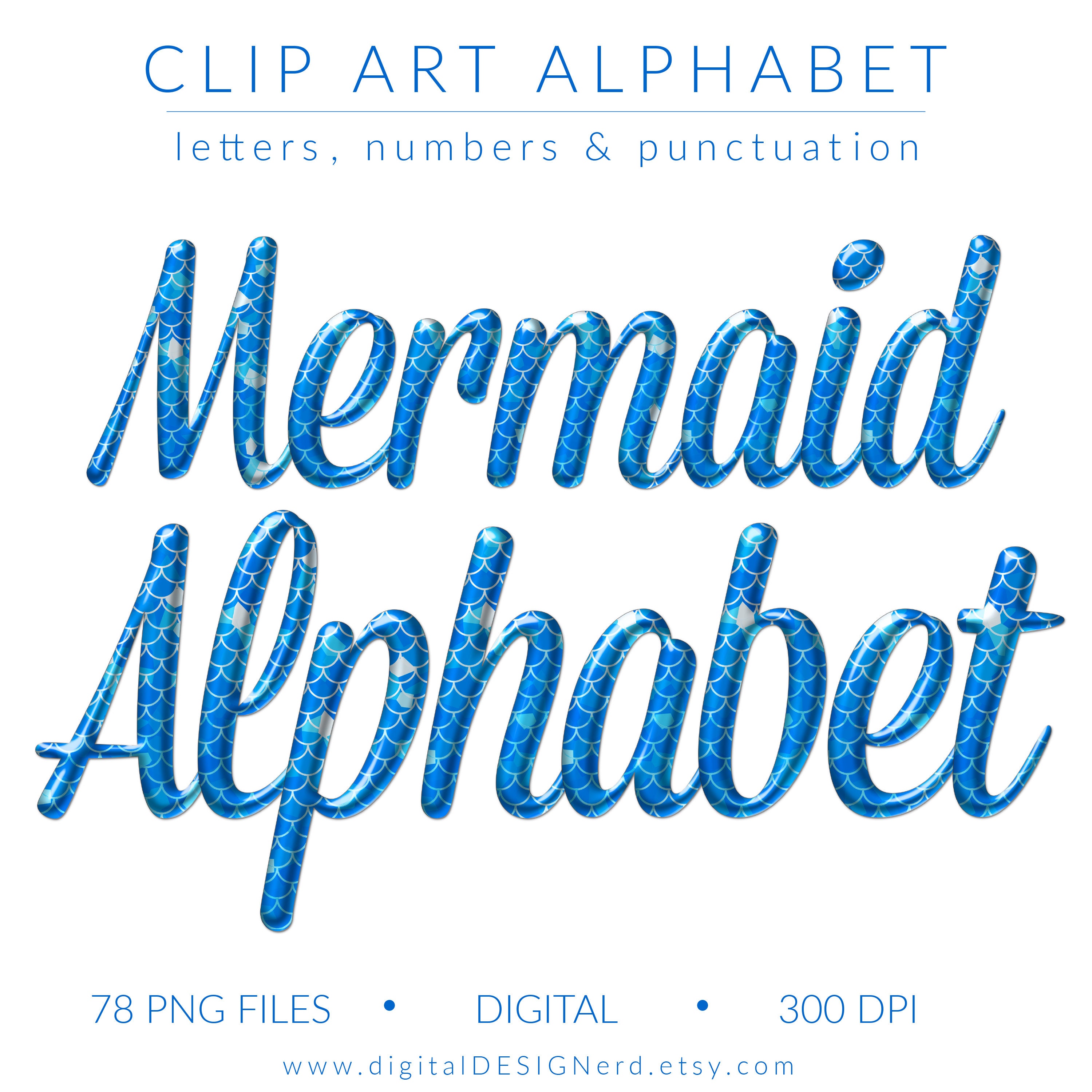 Clip Art Gel Alphabet Blue Iridescent Mermaid Scales - Etsy