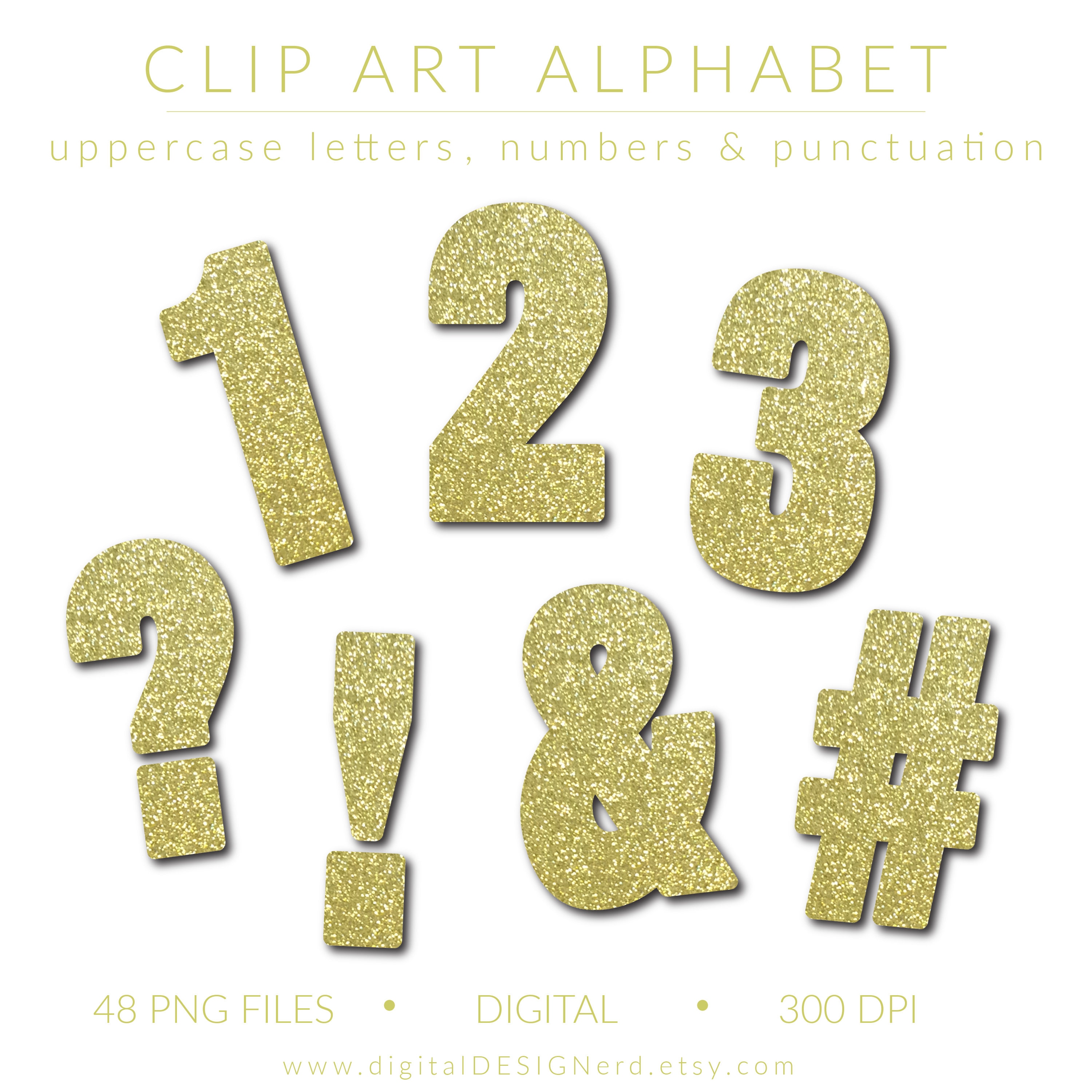 Gold Glitter Alphabet Clip Art: PNG Digital Letters (digital Download ...