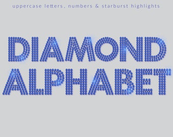 Blue Sapphire Gemstone Alphabet | Clip Art Letters Numbers
