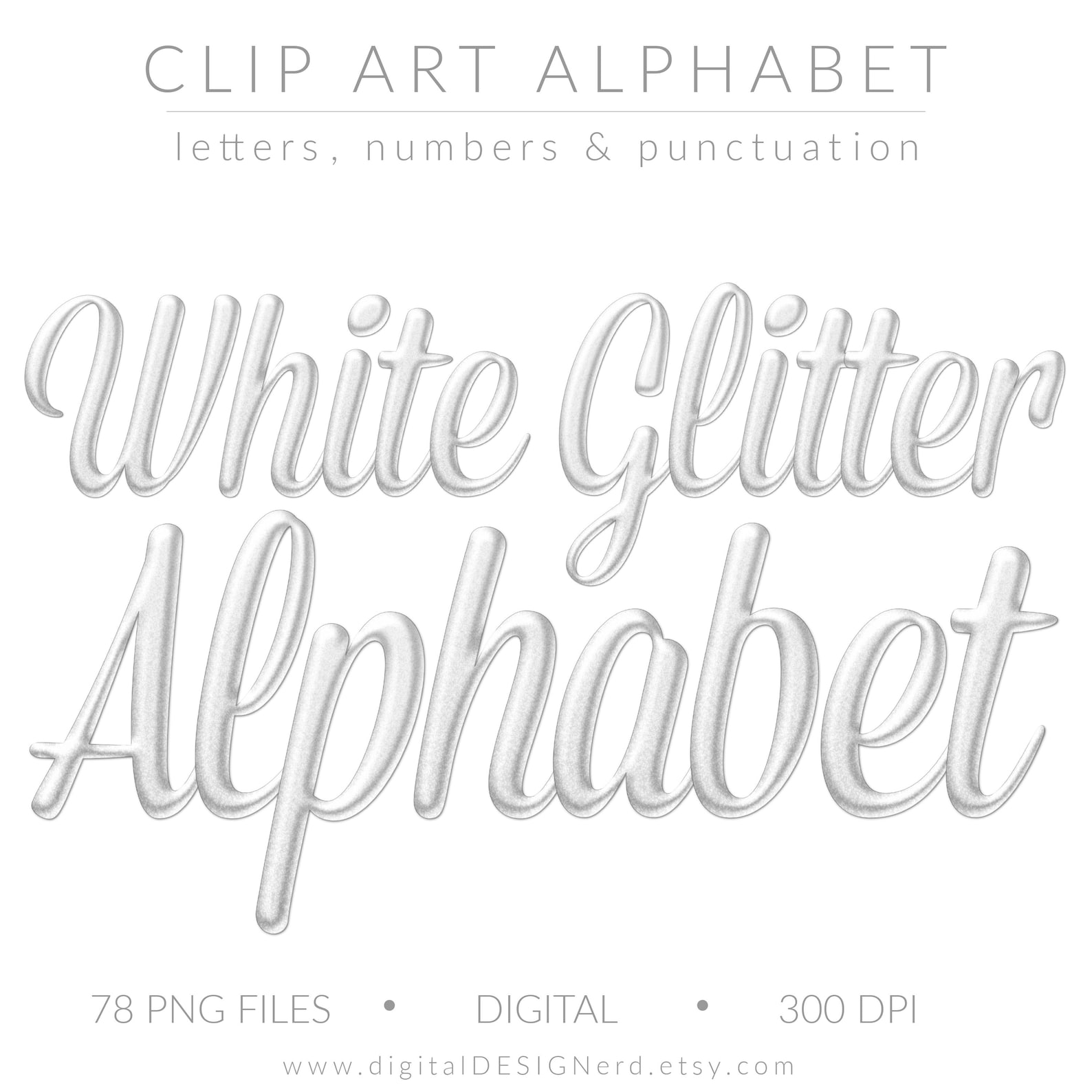 Clip Art Metallic Sparkle Gel Alphabet White Glitter Letters Etsy