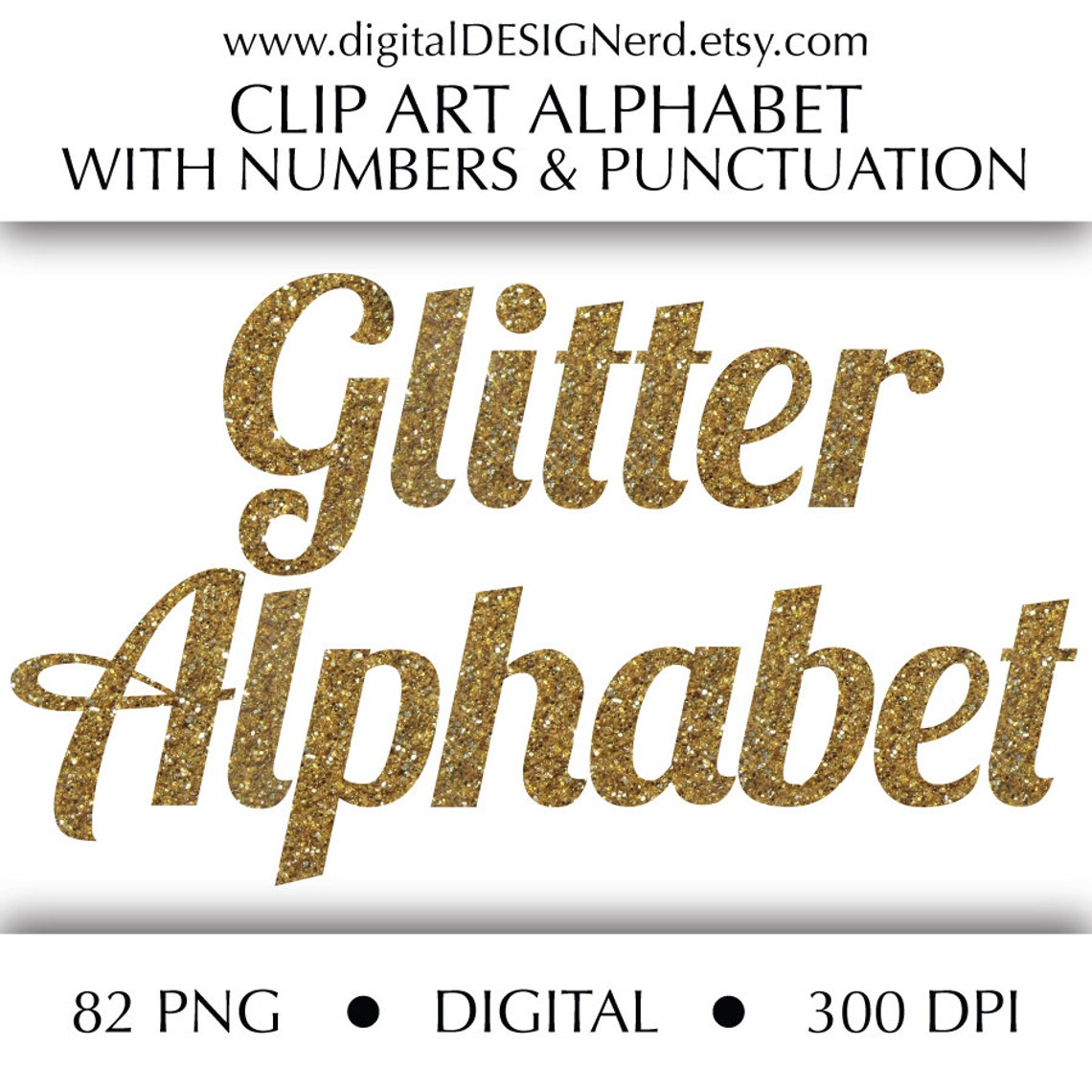 Clip Art Alphabet - Gold Glitter Digital Letters, Numbers and ...
