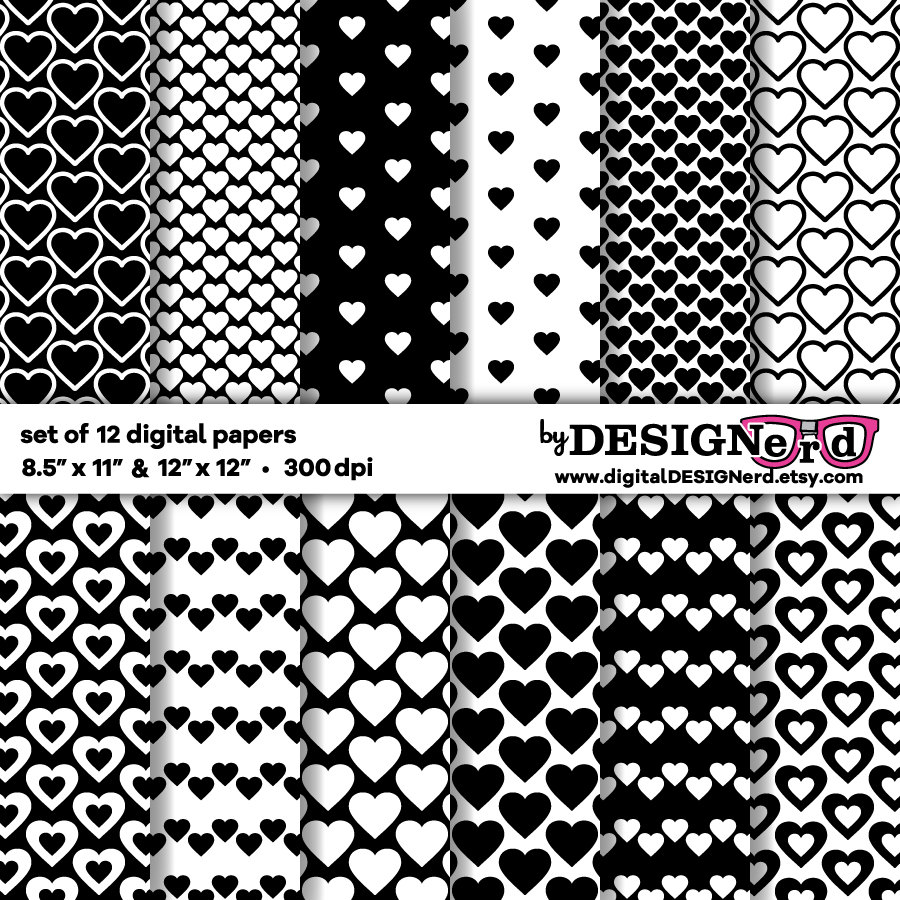 Black and White Heart Digital Paper | 12x12 & 8.5x11 | Printable Scrapbook Background Valentine Card Love Pattern Princess Birthday Party - Etsy black-and-white-heart-digital-paper-12x12-8-5x11-printable-scrapbook-background-valentine-card-love-pattern-princess-birthday-party-etsy