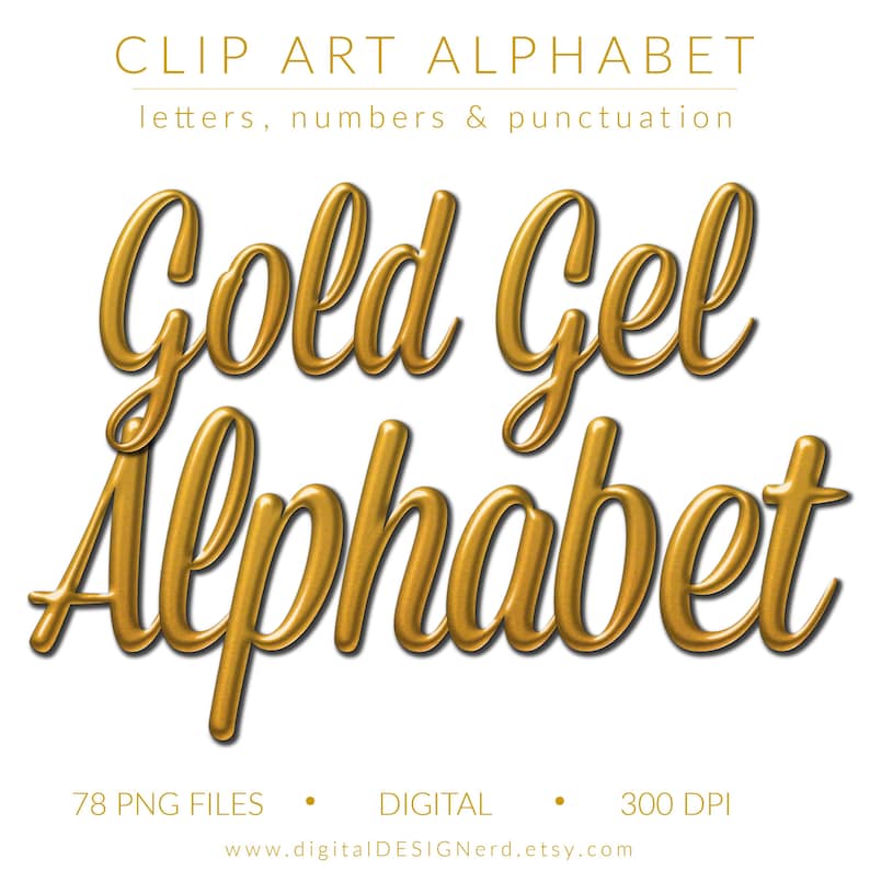 Gel Lettering Gold Glitter Gel Alphabet Clip Art: 78 Metallic Letters (digital ...