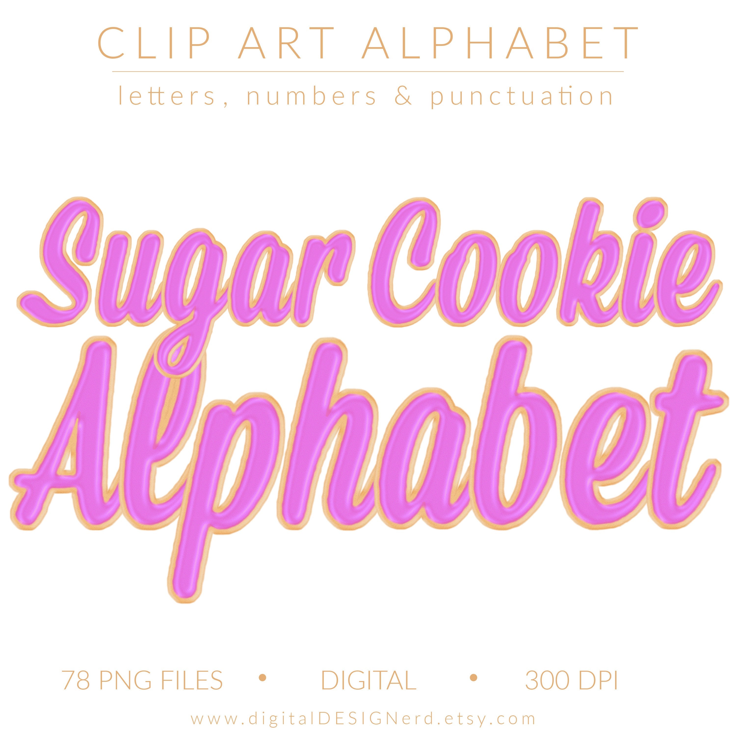 Purple Orchid Icing Frosted Sugar Cookie Alphabet | 78 PNG Digital Clip Art Elements Letters Numbers Punctuation | Candy Cake Bakery Cricut