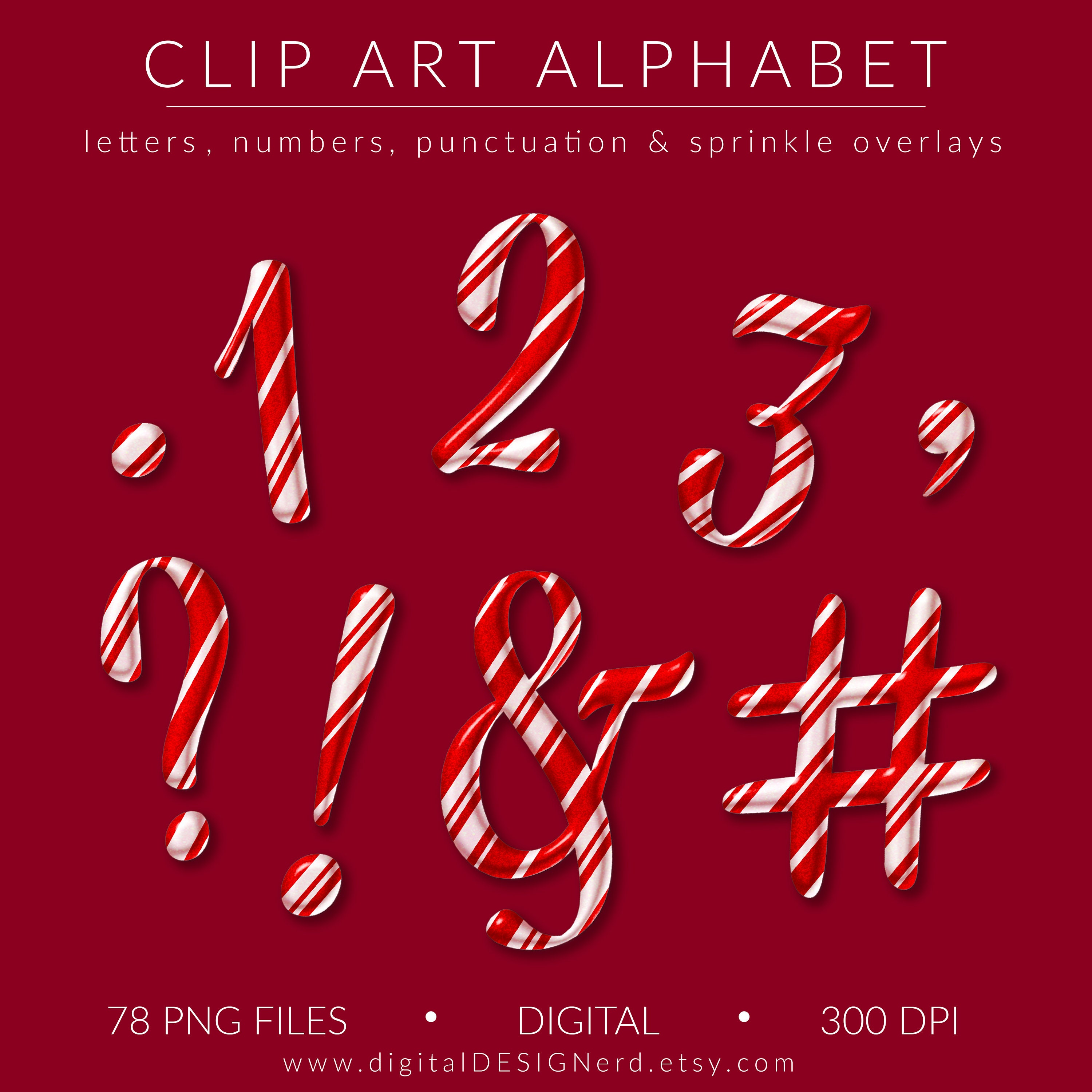 Candy Cane Sparkle Gel Alphabet Clip Art Metallic Glitter Etsy