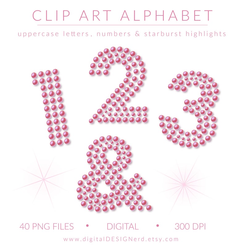 Pink Pearl Gemstone Alphabet Clip Art: PNG Digital Letters (digital ...