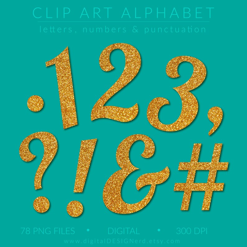 Gold Glitter Alphabet Clip Art: 78 PNG Digital Letters (digital ...