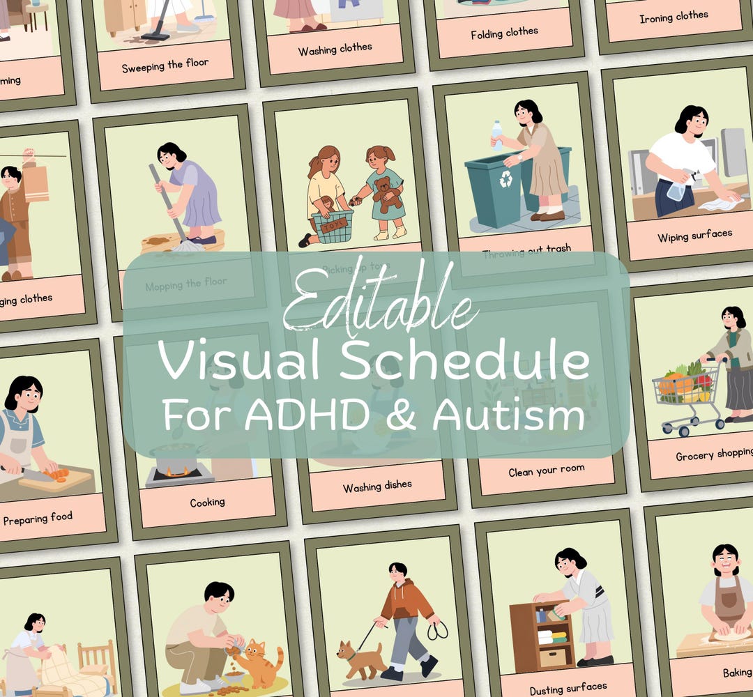 ADHD Visual Schedule for Kids Printable, Autism Routine Cards, Editable ...