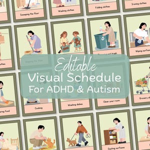 ADHD Visual Schedule for Kids Printable, Autism Routine Cards, Editable Daily Schedule, Visual Task Cards for Children