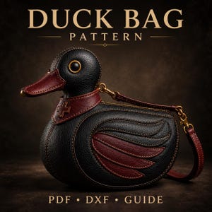 Duck Leather Bag Pattern, Gothic Crossbody Purse Template, A4 & US letter pdf, DXF, SVG, Hand Stitch Leathercraft