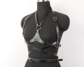 Goth Chest Harness | Punk Gothic Style Criss Cross Waist | Cincher for Party And Casual Attire